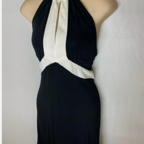 Bebe Sleeveless Black/Brown Halter Neck Cocktail Dress Sz.S - Picture 2 of 3